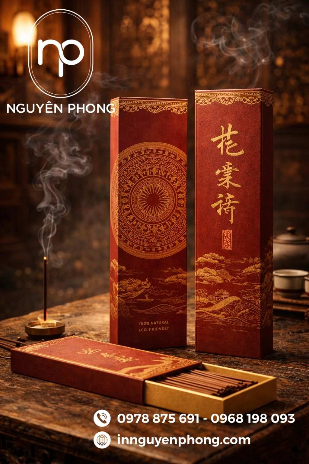 Mẫu in hộp đựng nhang trầm cao cấp 